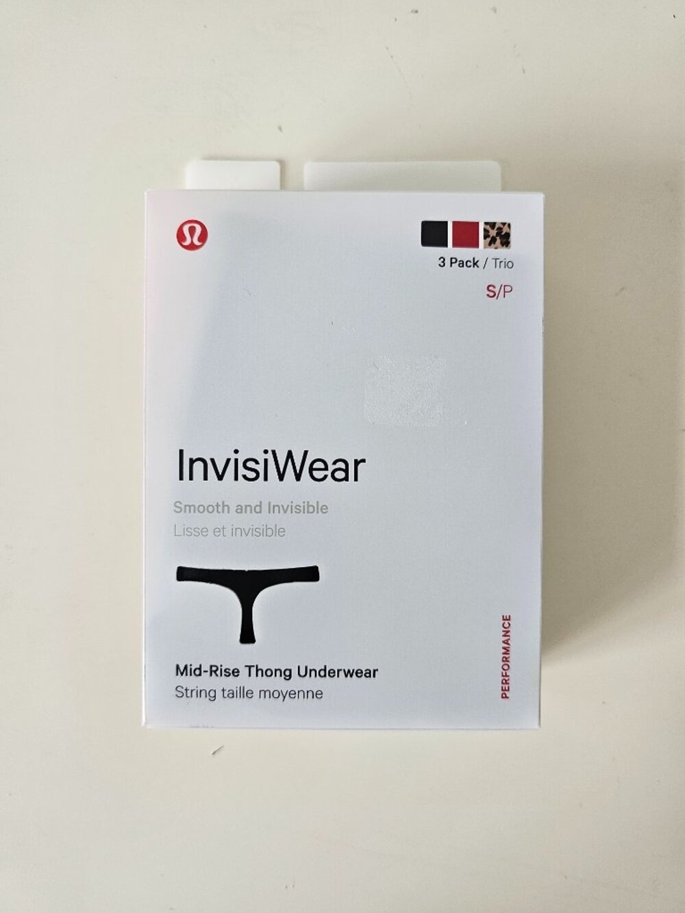 NWT LULULEMON Black Red Leopard Smooth & Invisible InvisiWear MR Thong 3 Pack S